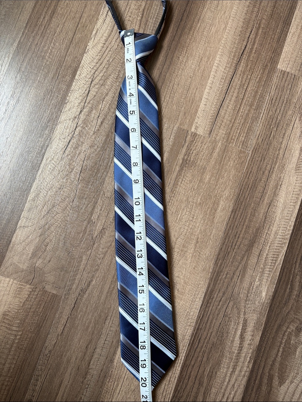 George Navy, Light Blue, Gray Striped Tie No-tie, zipper adjustable tie - Picture 5 of 6